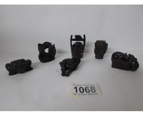 6 carved netsuke