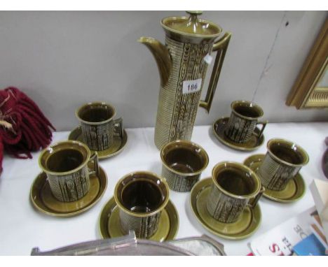A Portmerion Susan Williams-Ellis Cypher coffee set comprising coffee pot, sugar bowl and 6 cups & saucers
