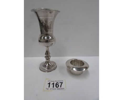 A silver posy vase, hall marked London 1921 and one other silver item, total weight approximately 72 gms