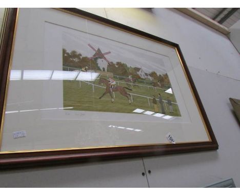 A signed French artist proof limited edition lithograph, 40/40, of horse racing scene by Vincent Haddelsey (1934-2010) printe