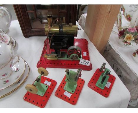 Mamod stationary steam engine with 4 machine tools