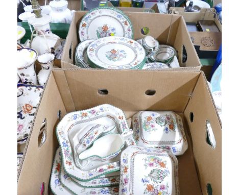 Two boxes of Spode, Chinese Rose dinnerware, dinner plates, tureens, ashettes