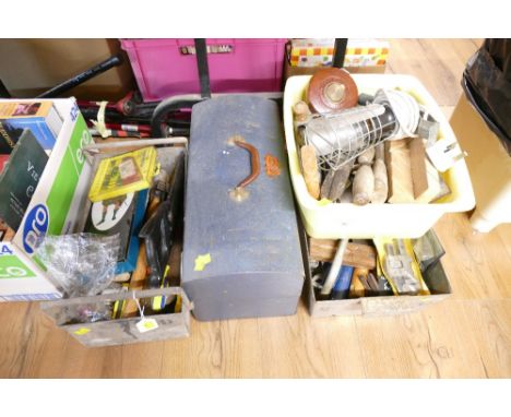 Hand tools, inspection lamp, toolboxes, measures, rasps, hammers etc 