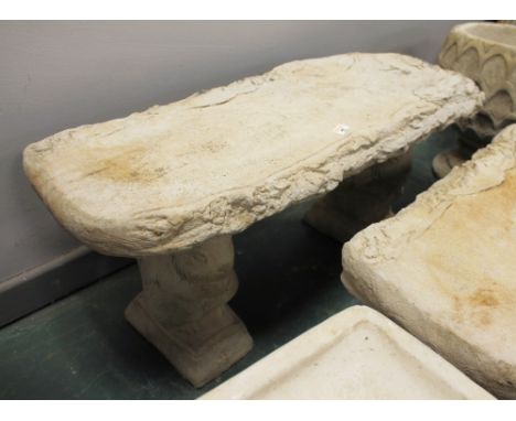Rough cut wooden effect composite garden bench on squirrel base