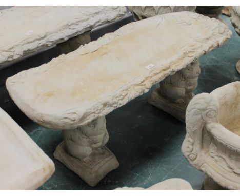 Rough cut wood effect composite garden bench on squirrel base
