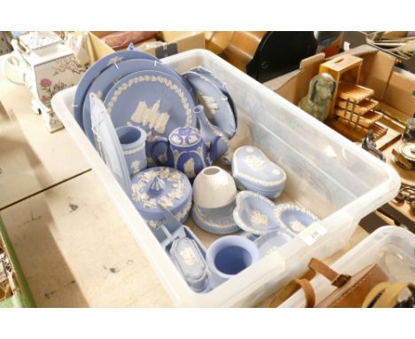 Wedgwood blue and white Jasperware - Xmas plates, trinket dishes, lidded pots etc