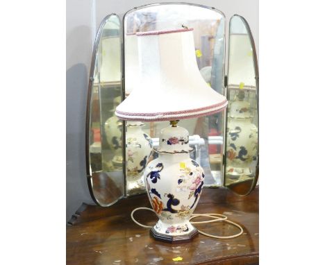 Masons ceramic lamp base with shade, 70 cm high