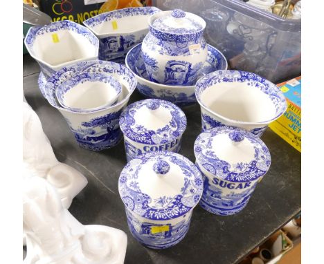 Spode Italian planters, lidded tea coffee and sugar canisters, vases, fruit bowl etc