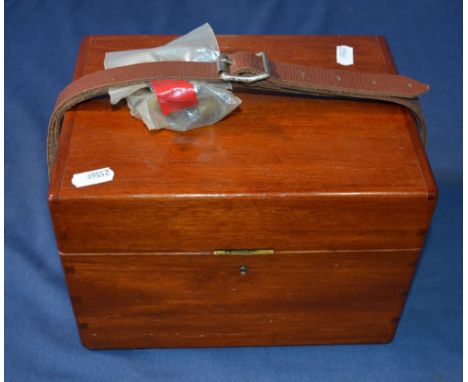 Vintage pigeon racing clock in wooden polished case with strap by STB 
