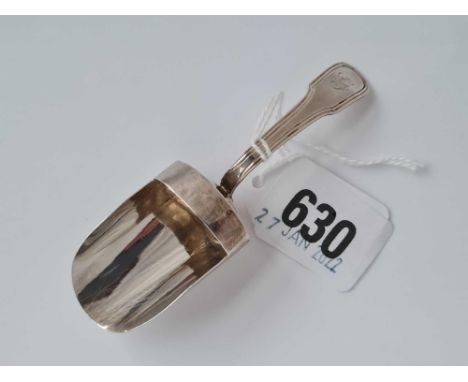 A Georgian fiddle thread caddy spoon with shovel bowl London 1802 by JS 