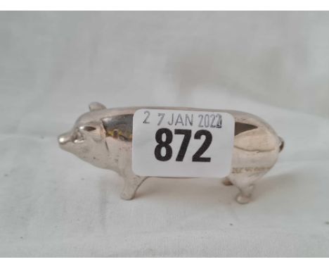A model of a standing pig with curly tail, 3" long, Sheffield by H.C (loaded)