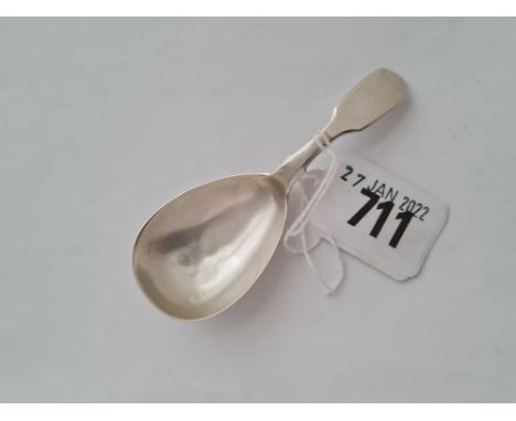 A Victorian fiddle pattern plain caddy spoon, London 1839 by W.E