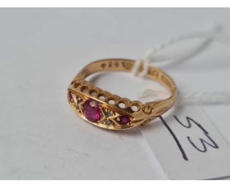 A fancy ruby set gypsy ring (Chester 1911) 18ct gold size N - 2.2 gms 