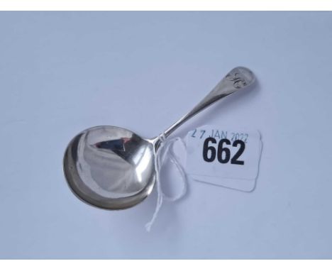 A George III caddy spoon OE pattern with contemporary initial London 1803 by P,A,W Bateman 