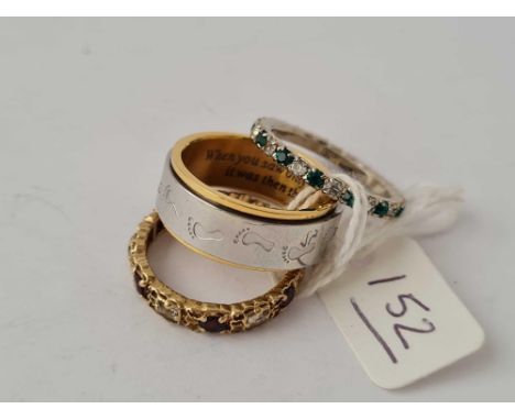 one 9ct eternity ring and two others 