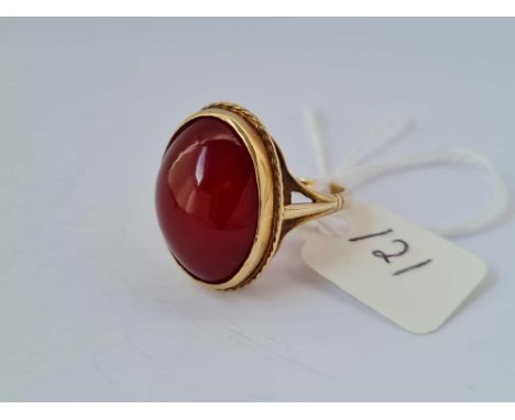 A Cornelian set 9ct ring size N 5.4g inc