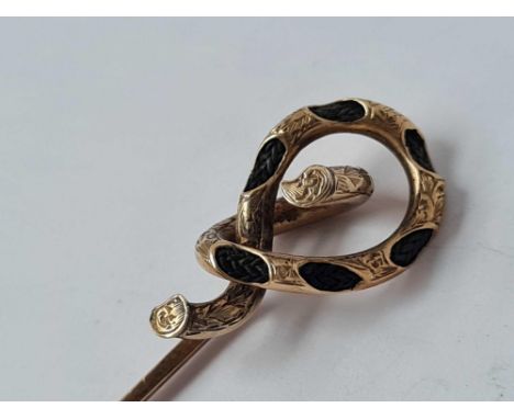 A large Victorian gold memorial stick pin - 2.6 gms 