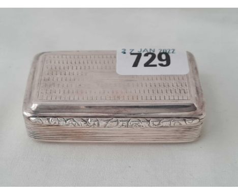 A Georgian snuff box with cast clasp, gilt interior, 3" wide, B'ham 1830 by E.S, 83g