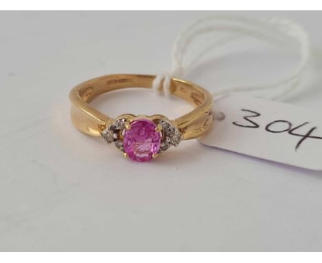 A ruby and diamond 9ct ring size K  2.5g inc