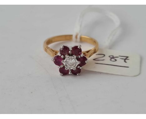 A 1960's diamond and ruby ring 18ct gold size N - 3.7 gms 