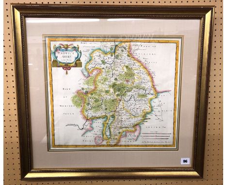 PRINT - MAP OF WARWICKSHIRE 17TH CENTURY BY ROBERT MORDEN 37CM X 43CM APPROX