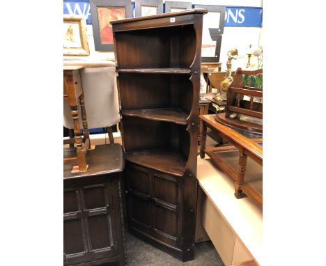 ERCOL DARK ELM OPEN CORNER CUPBOARD