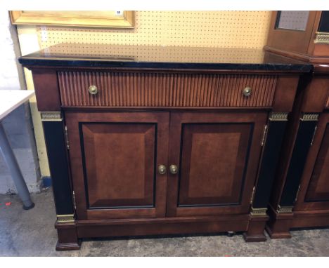 GOOD QUALITY FRENCH EMPIRE STYLE FAUX MARBLE TOP COMMODE/CUPBOARD