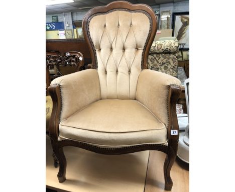 VICTORIAN STYLE BUTTON BACK UPHOLSTERED ARMCHAIR
