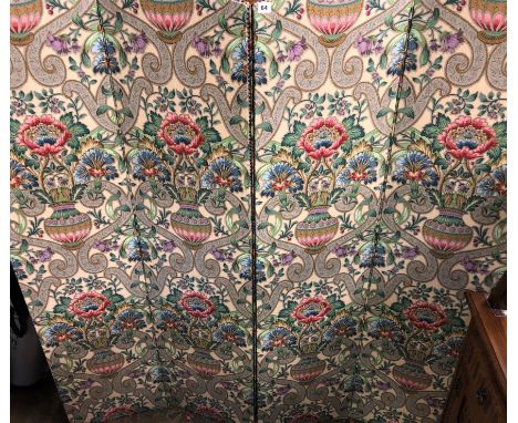 FLORAL FABRIC FOUR FOLD DRESSING SCREEN