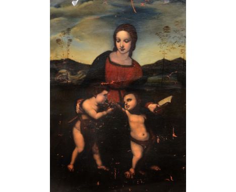 AFTER RAPHAEL Madonna of the Goldfinch, oils on canvas, 108 x 76cm; and 19th Century English School - Portrait of a young lad