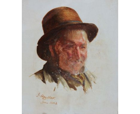 JAMES HAYLLAR (1829-1920) Portrait study of a man, signed and dated June 1882, oil on board, 24.5 x 19.5cm; and companion stu