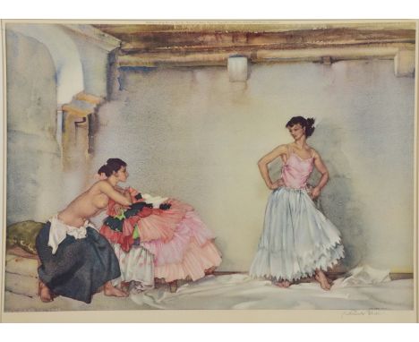 AFTER SIR WILLIAM RUSSELL FLINT 'Casilda's Petticoat', signed in pencil to the margin, Limited Edition coloured print, 48 x 6