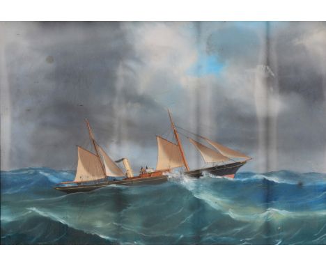 DE SIMONE (19TH CENTURY) Portrait of the steamship 'Malikan' in full sail in choppy waters, signed and dated '88, inscribed w