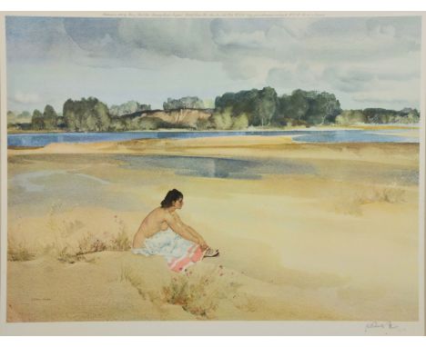 AFTER SIR WILLIAM RUSSELL FLINT 'Anne Marie by the Loire', signed in pencil to the margin, Limited Edition colour print, 48.5