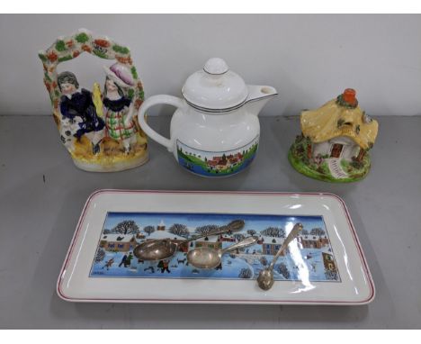 A mixed lot to include Villeroy & Boch Naif design teapot, silver spoons and other itemsLocation: 