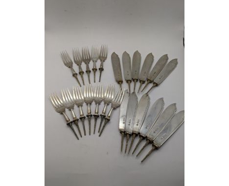 Silver fish knives and forks no handles, hallmarked Sheffield 1919 total weight 620.9gLocation: 