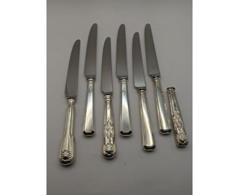 Six assorted Grecian desert silver handled knives to include William Yates, Sheffield.Location: 