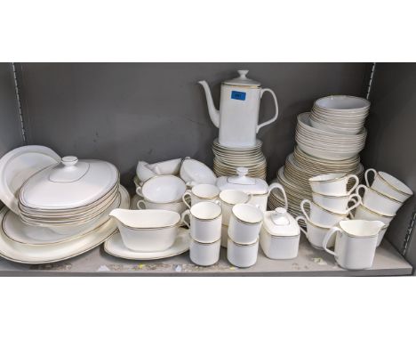 Royal Doulton 'Gold Concord' dinner service to include eight dinner plates, side plates cups and saucers, a coffee and tea po