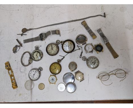 Wristwatches and pocket watch component parts along with a silver pocket watch chain 33gLocation: 
