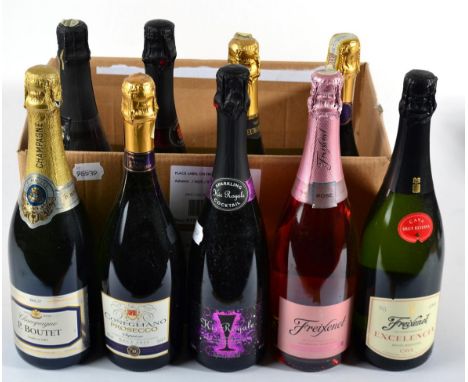 Christmas Fizz, assorted bottles of sparkling wine (9 bottles in total)