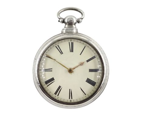 Victorian silver pair cased pocket watch by William Smith, Huddersfield, No. 533, round pillars, pierced and engraved balance