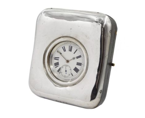 Victorian silver English lever fusee pocket watch No. 22118, white enamel dial with Roman numerals and subsidiary seconds dia