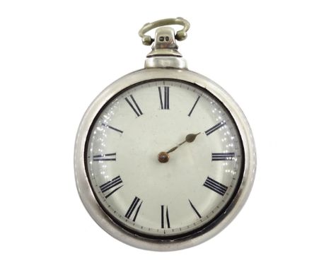 19th century pair cased verge fusee pocket watch by John Blaylock, Carlisle, No. 876, round pillars, balance cock with diamon