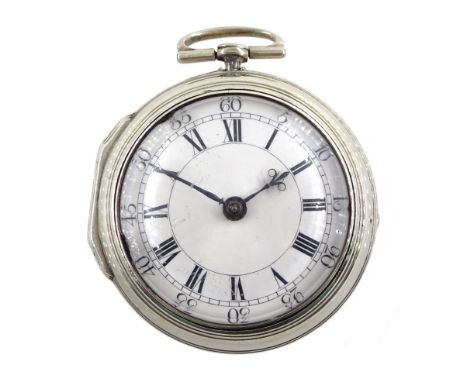 18th century silver pair cased verge fusee pocket watch by Alexander Hare (London ca.1781-1824), No. 200, square baluster pil