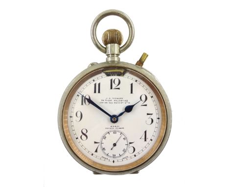 Early 20th century goliath keyless Swiss lever pocket watch by M M & Co, patent No. 10292, retailed by J. C. Vickery 'To Thei