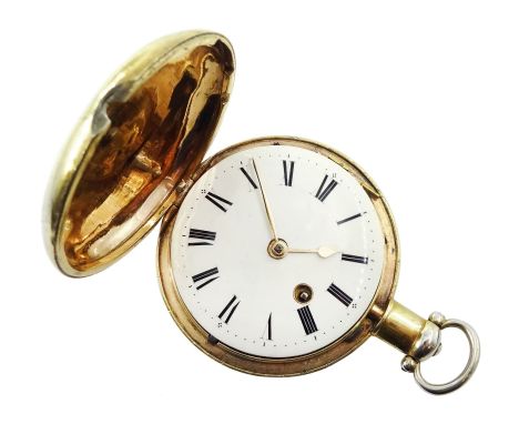 George III silver-gilt full hunter, verge fusee pocket watch by J Carter, London, movement plate stamped AD 1810, round pilla