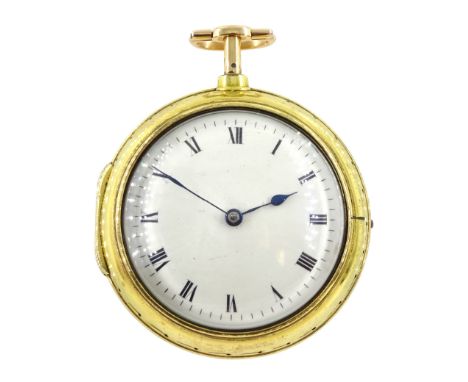18th century gilt pair case quarter repeating cylinder fusee pocket watch by Matthew Hill (London 1744-ca.1790), No. 417, rou