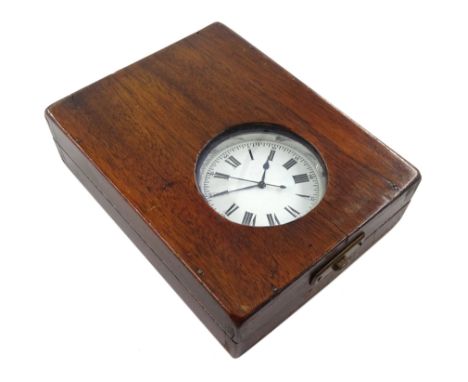 20th century stainless steel keyless Swiss lever ship's deck pocket watch, back case No. 101475, white enamel dial with Roman