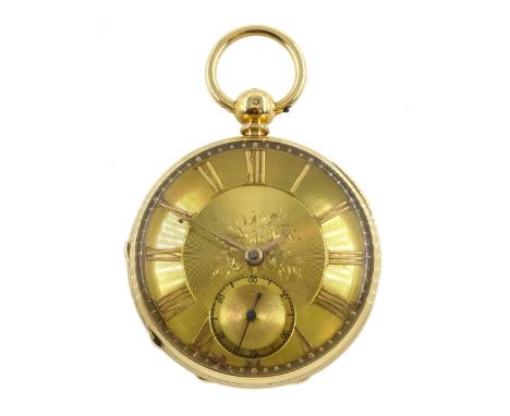 George IV 18ct gold lever fusee pocket watch by Abraham Jackson, Liverpool, No. 5003, gilt dial with Roman numerals and subsi