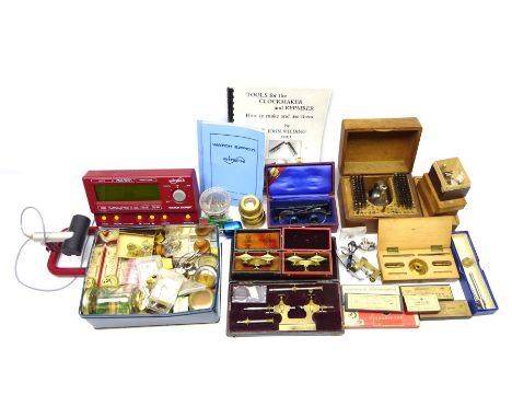 Collection of horologists/watch maker's tools and equipment including Tour a Pivoter, Staking tool by Kendrick & Davis patent